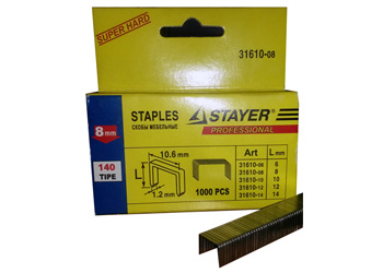 Мебельные скобы Stayer 31610-08 (8 мм / тип 140) - купить дешево
